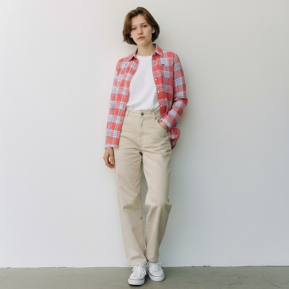 Abercrombie & Fitch Girls Plaid Button Down Shirt SZ 15/16 preppy y2k inspired